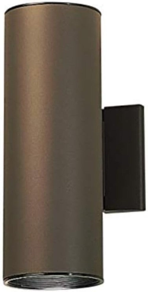 Stylish 12" Outdoor Cylinder Wall Sconce - Up/Down Light in Bronze Finish