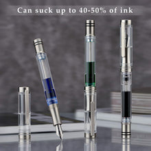 Load image into Gallery viewer, Elegant Clear Acrylic and Titanium Fountain Pen with Extra Fine Writing Tip