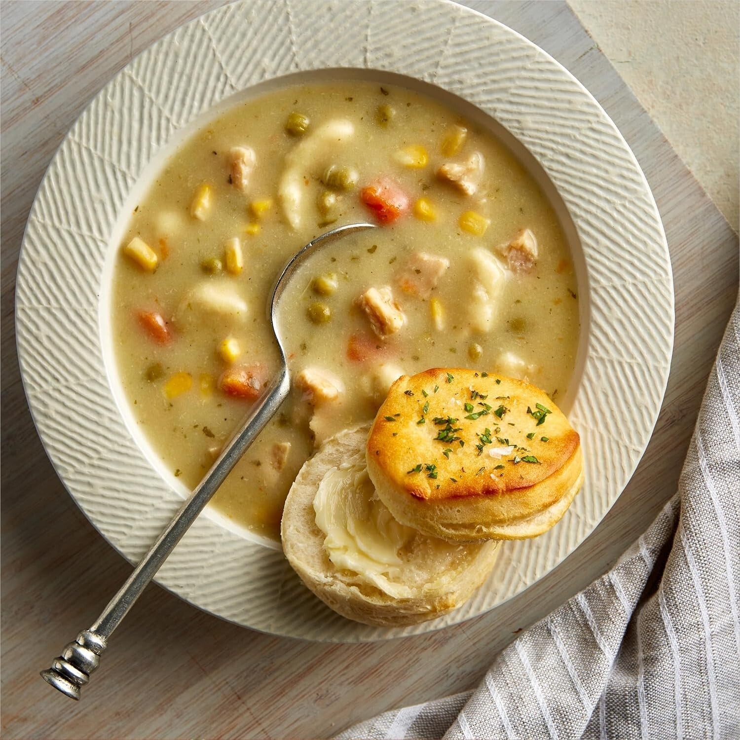 Rich Chicken Pot Pie Soup with Dumplings - 12x18.5 oz Canned Comfort Food