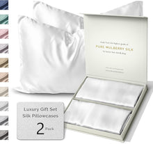 Load image into Gallery viewer, Grade 6A Silk Pillow Case Set of 2 King | Cooling Zipper Closure | Pure White