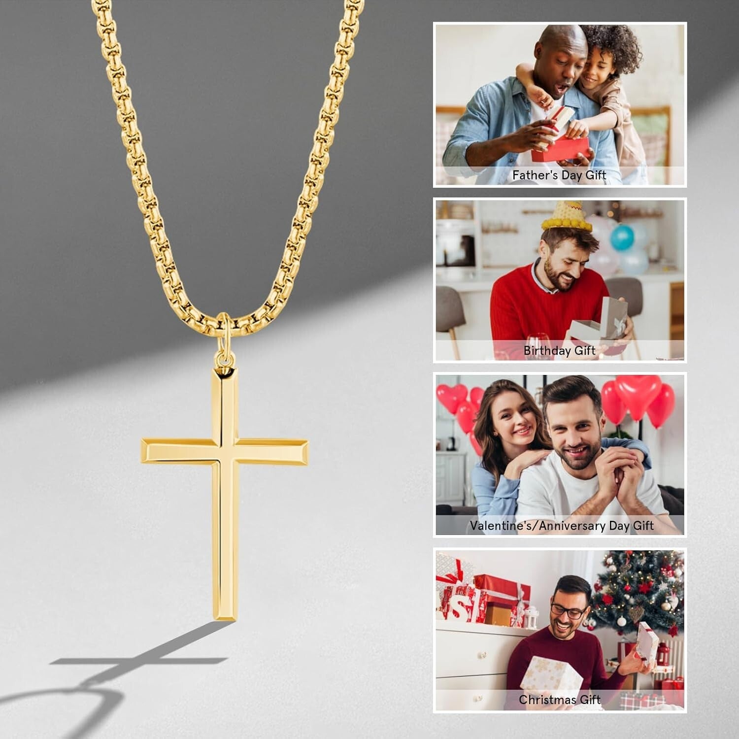 Durable Sterling Silver Cross Pendant Necklace for Faithful Men - Gift Ready