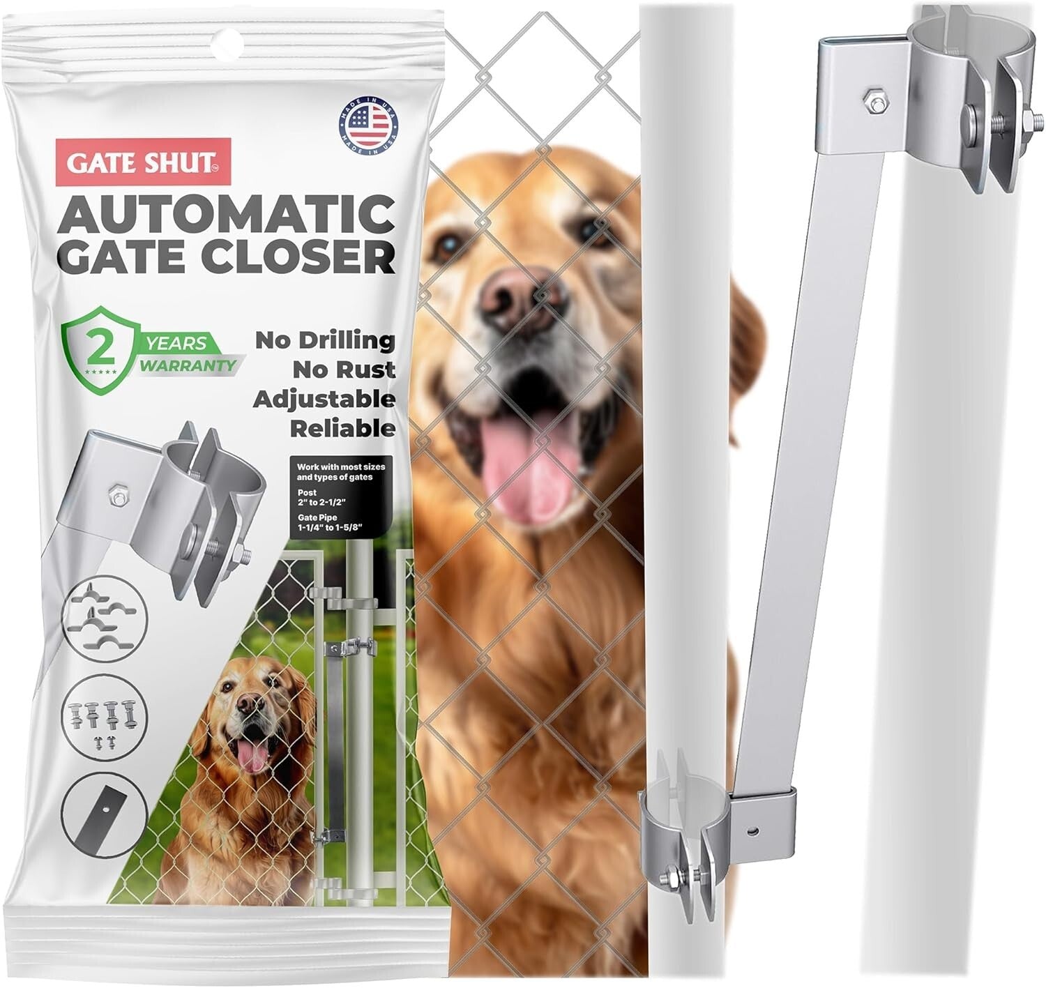Premium Adjustable Self-Closing Gate Closer for Pets & Pools - Stainless Steel