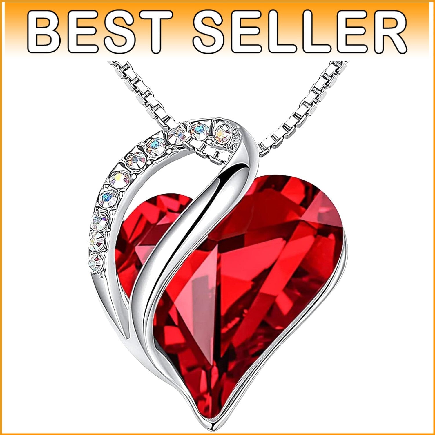 Delicate Heart Pendant with Ruby Birthstone Necklace - Elegant Gift for Her
