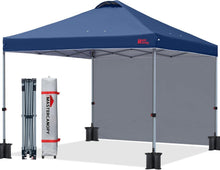 Load image into Gallery viewer, Compact Pop-Up Canopy 10'x10' Navy Blue - Waterproof with Vent Hole &amp; Sidewall