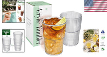 Load image into Gallery viewer, Set of 12 Unbreakable 17oz Ribbed Acrylic Drinking Tumblers - dishwasher safe