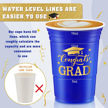 Load image into Gallery viewer, Celebrate in Style: 200 Blue and Gold Graduation Stadium Cups, 16 oz Disposable