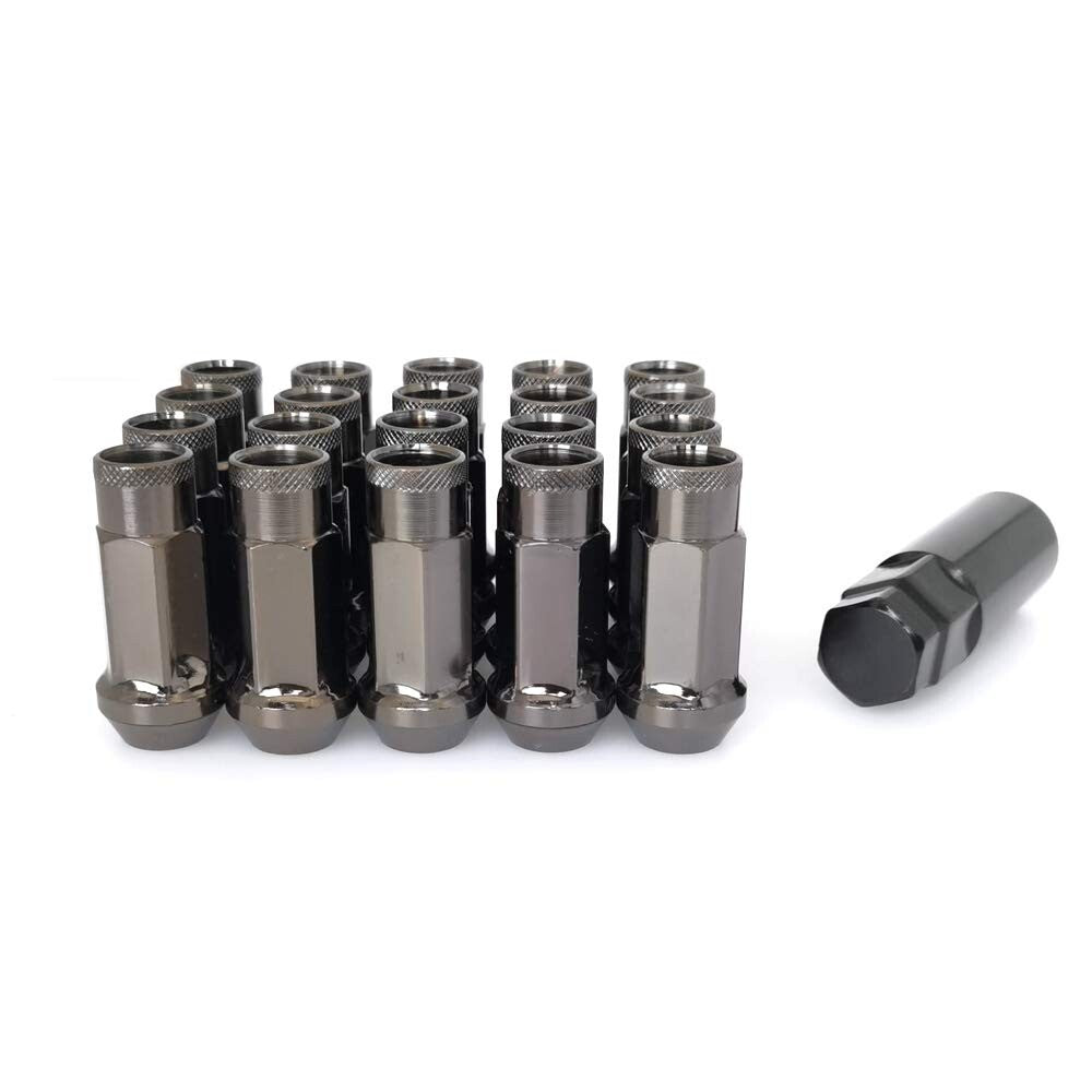 M12x1.5 Titanium Open-End Lug Nuts - 20 Pieces + Socket Key Set for Custom Look