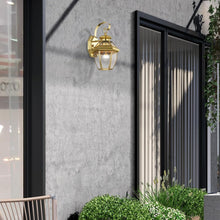 Load image into Gallery viewer, Handcrafted Solid Brass Wall Sconce with Clear Glass Shade for Outdoor Elegance
