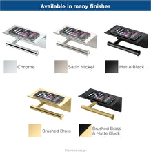 Load image into Gallery viewer, Modern Brushed Brass Toilet Paper Holder with Mobile Shelf for Elegant Bathrooms