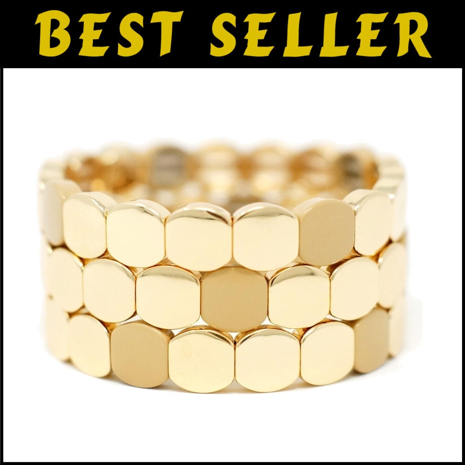 Trendy Gold Honeycomb & Enamel Stackable Bracelets for Women - Gift Ready!