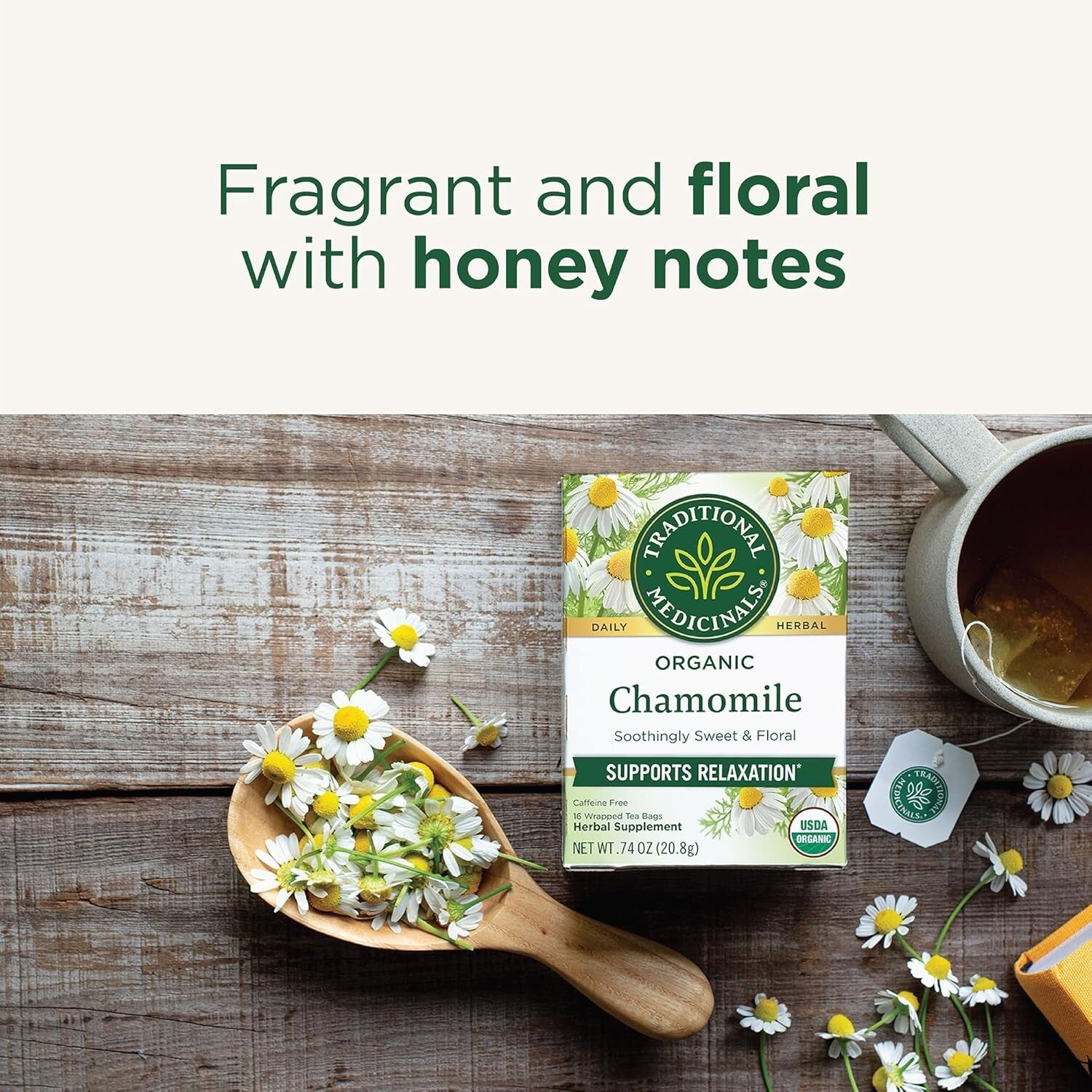 Sustainable Organic Chamomile Herbal Tea - 96 Bags, Calms Nerves & Digestion