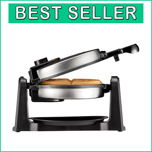 Adjustable Timer Waffle Iron with Space-Saving Design for Perfect Breakfasts