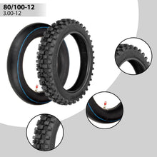 Load image into Gallery viewer, Heavy-Duty 60/100-14 + 80/100-12 Tires &amp; Inner Tubes for Smooth Motocross Rides
