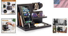 Load image into Gallery viewer, Multi-Functional Wood Phone Docking Station for Men - Ideal Gift in Fumed Black