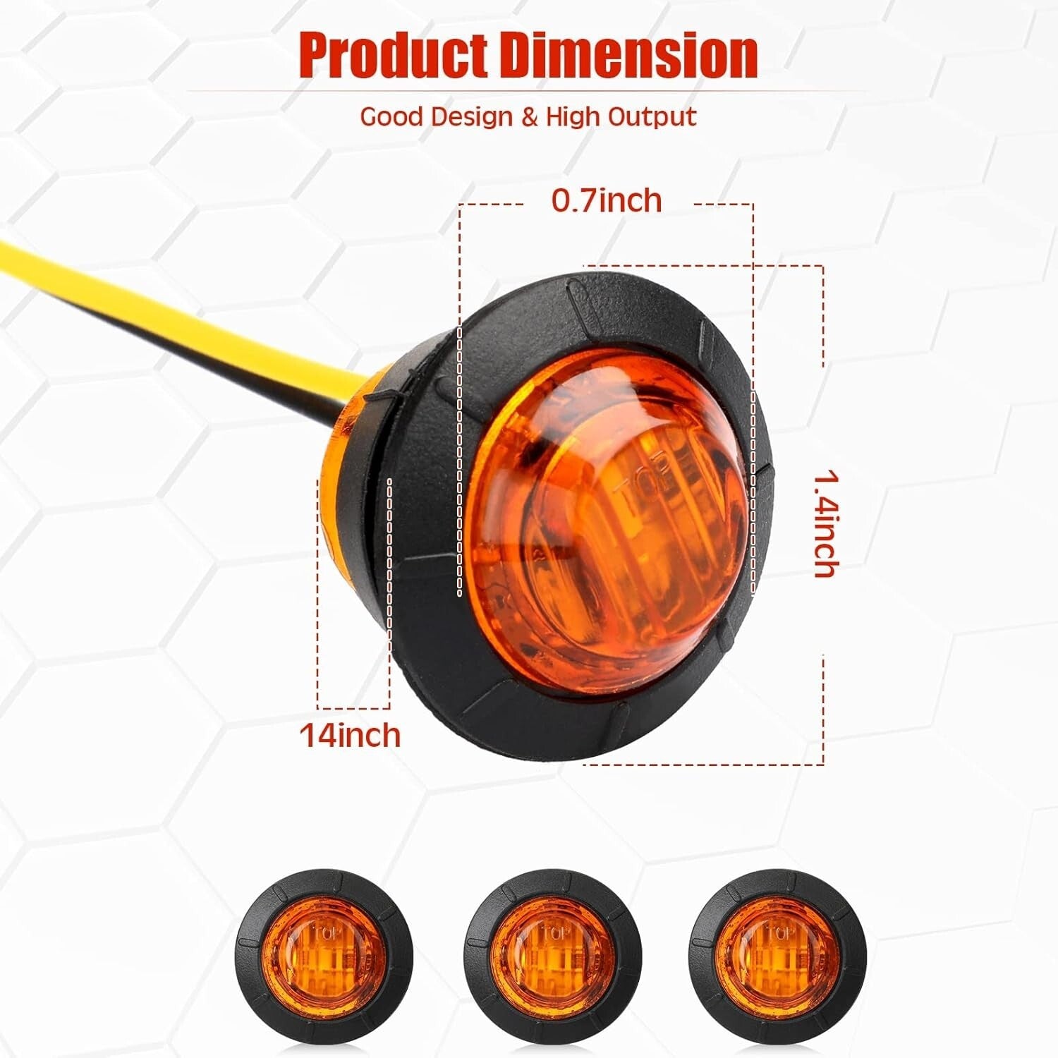 3/4 Inch Amber LED Marker Lights - 150 Set of Bright, Waterproof Indicators