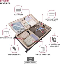 Load image into Gallery viewer, Multi-Functional 24" Black Garment Bag with Spinner Wheels and Storage Pockets