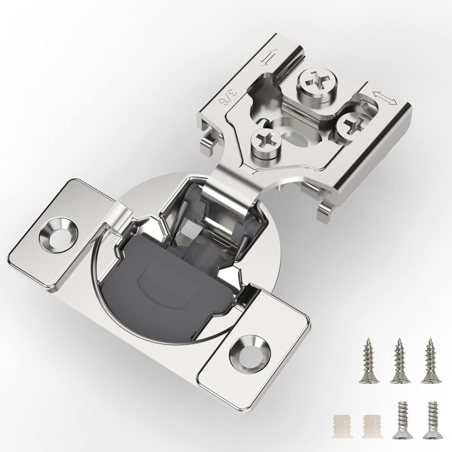 Quiet & Safe 20 Pieces 3/8 Inch Overlay Soft Close Cabinet Hinges - 105° Angle