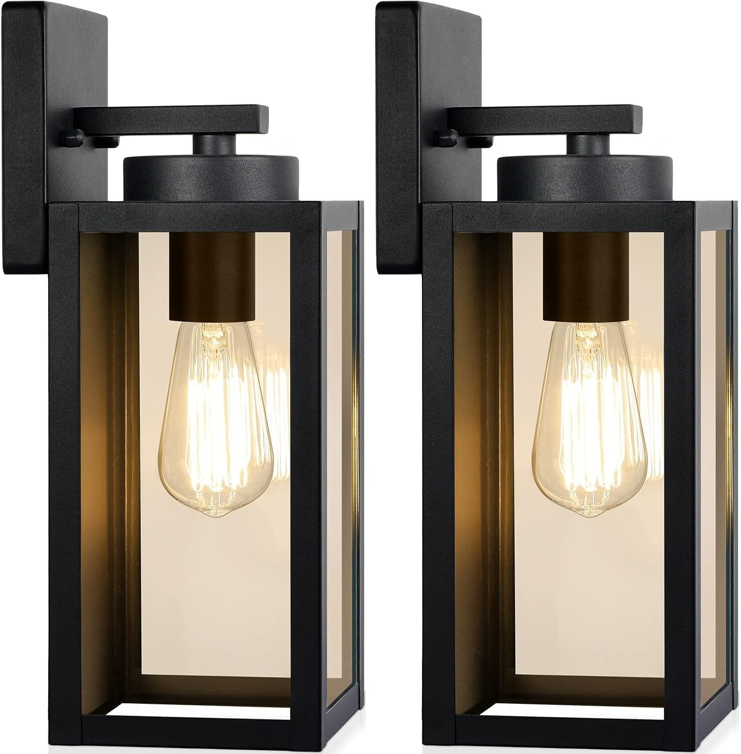 Elegant Outdoor Wall Light Fixtures with Glass Shades - Weather-Resistant 2-Pack