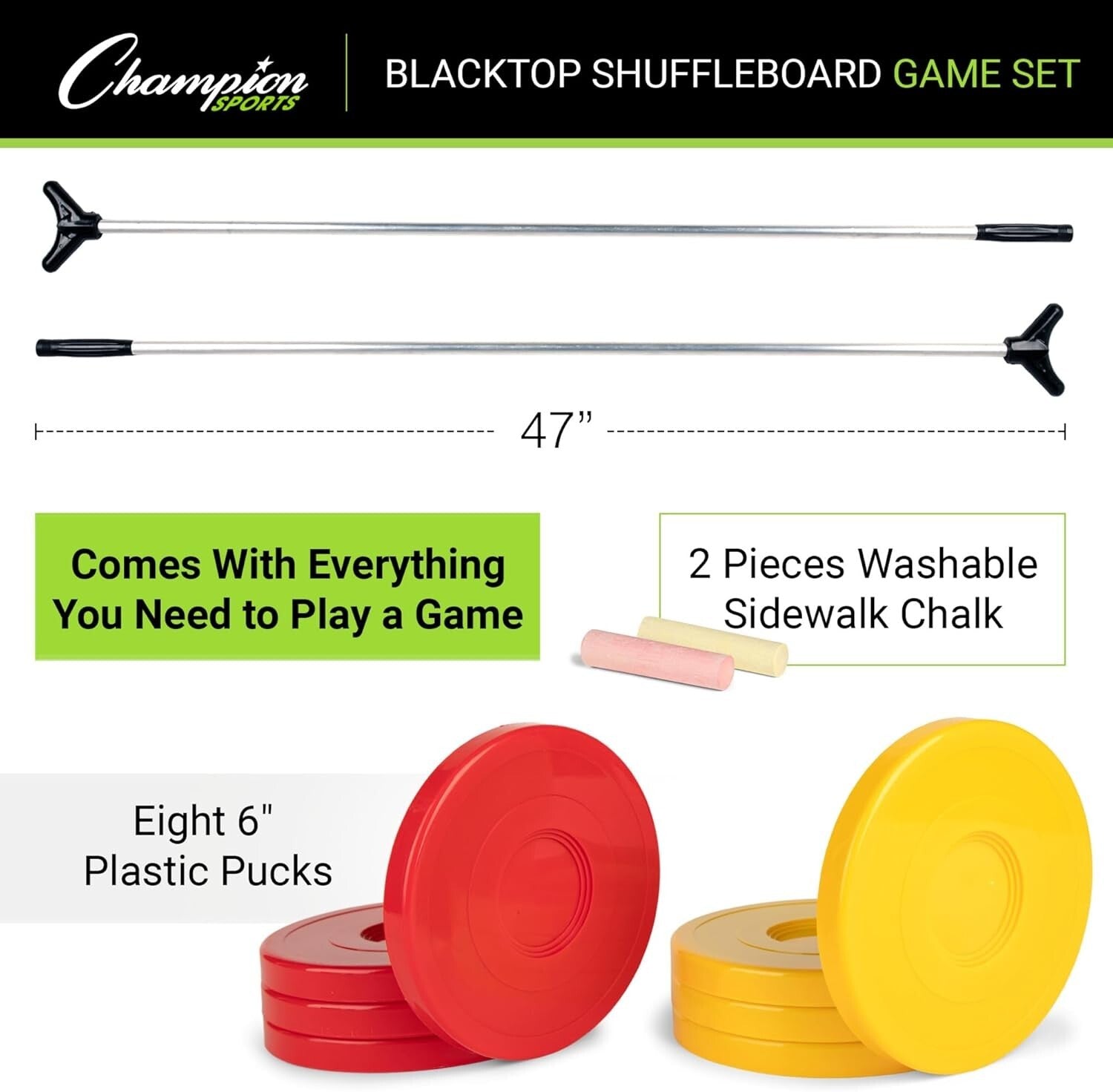 Shuffleboard Set - Lightweight Indoor Outdoor Game for Family Fun & Competition