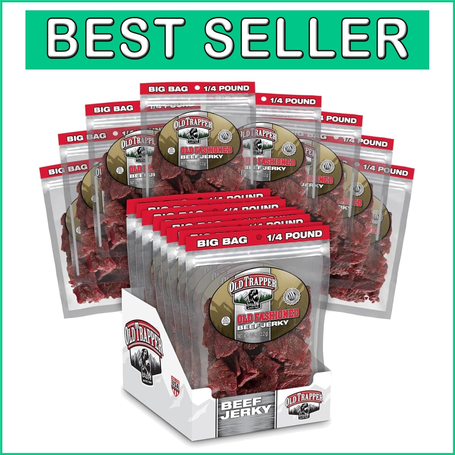 Authentic Old-Fashioned Beef Jerky 1/4 lb - Healthy Snack Alternative, Pack of 8