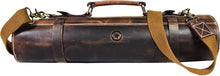 Load image into Gallery viewer, Artisan Crafted Leather Knife Roll with Adjustable Strap &amp; 10 Elastic Pockets