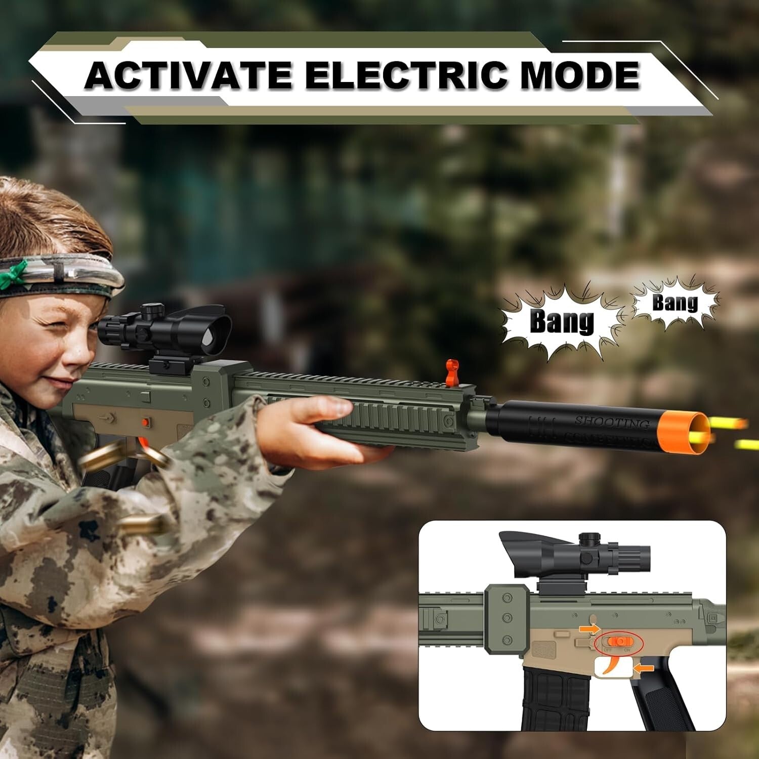 Rechargeable Electric Sniper Toy Gun Set - Tactical Vest, Darts & Clips Included