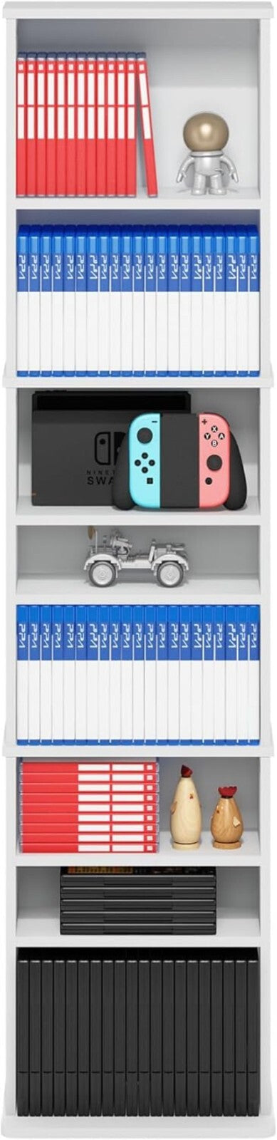 Durable Freestanding 9-Shelf Media Rack with Wall Mount Kit - Easy Assembly