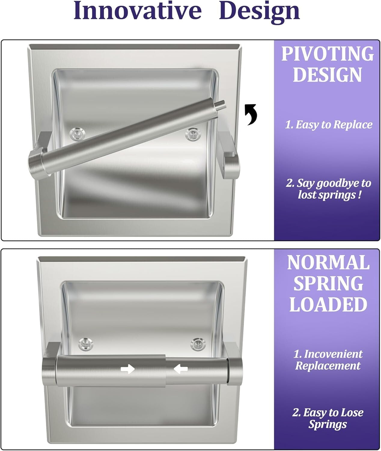 Durable Stainless Steel Toilet Paper Holders - 2-Pack, Rust-Proof & Chic Design