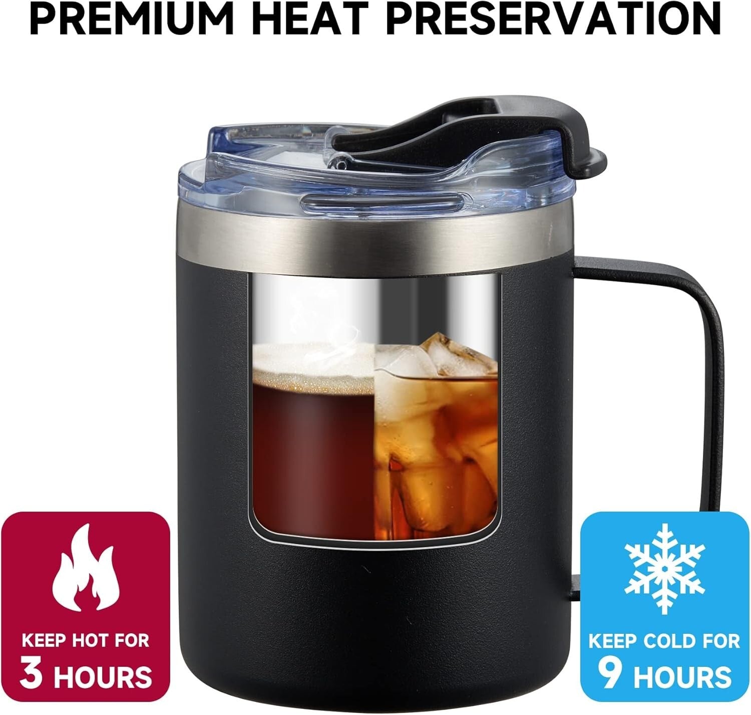 4 Pack 12oz Stainless Steel Insulated Travel Mugs with Comfortable Handles