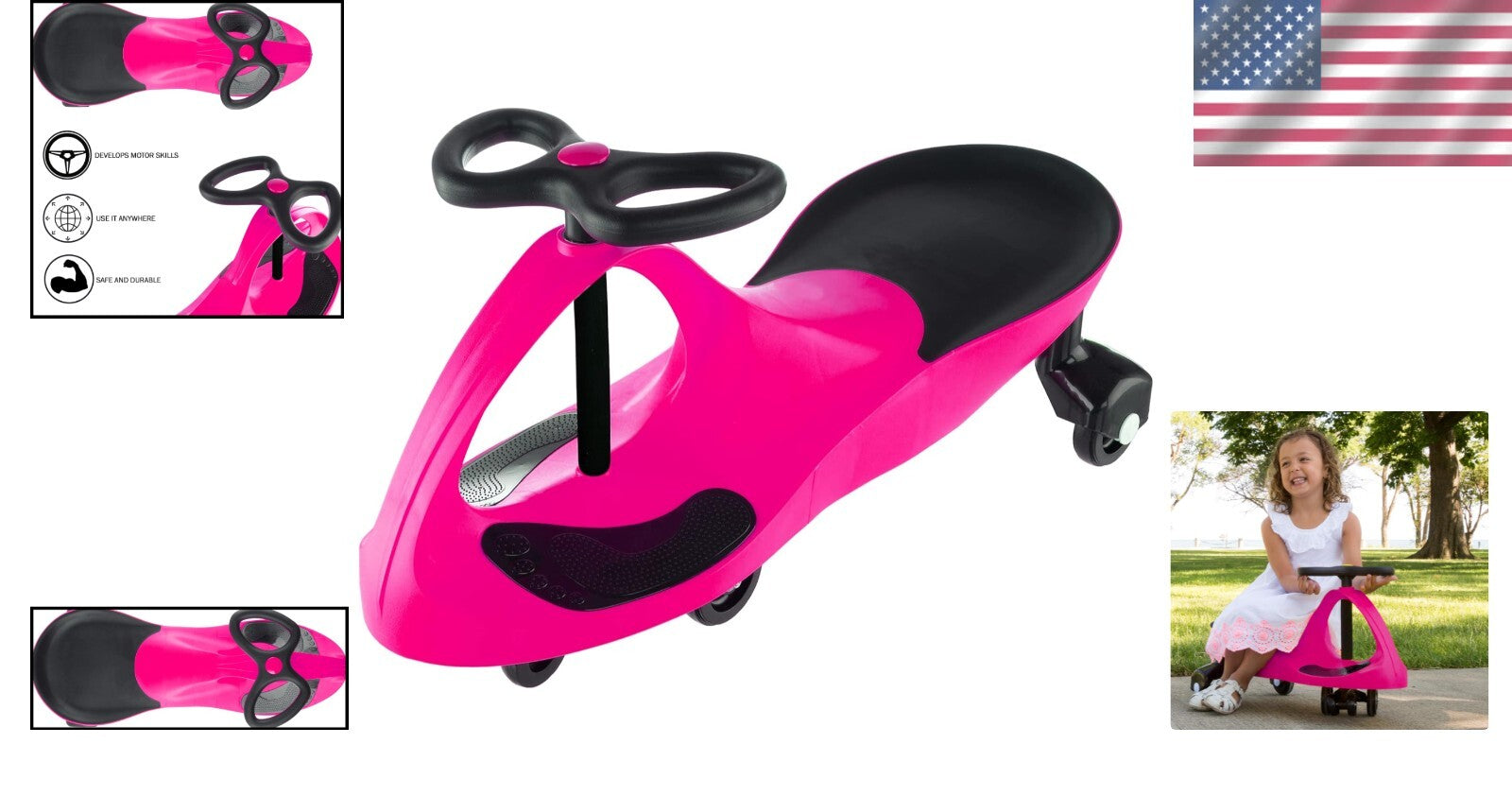 Lil' Rider Pink Wiggle Car – Safe, Battery-Free Ride-On for Toddlers