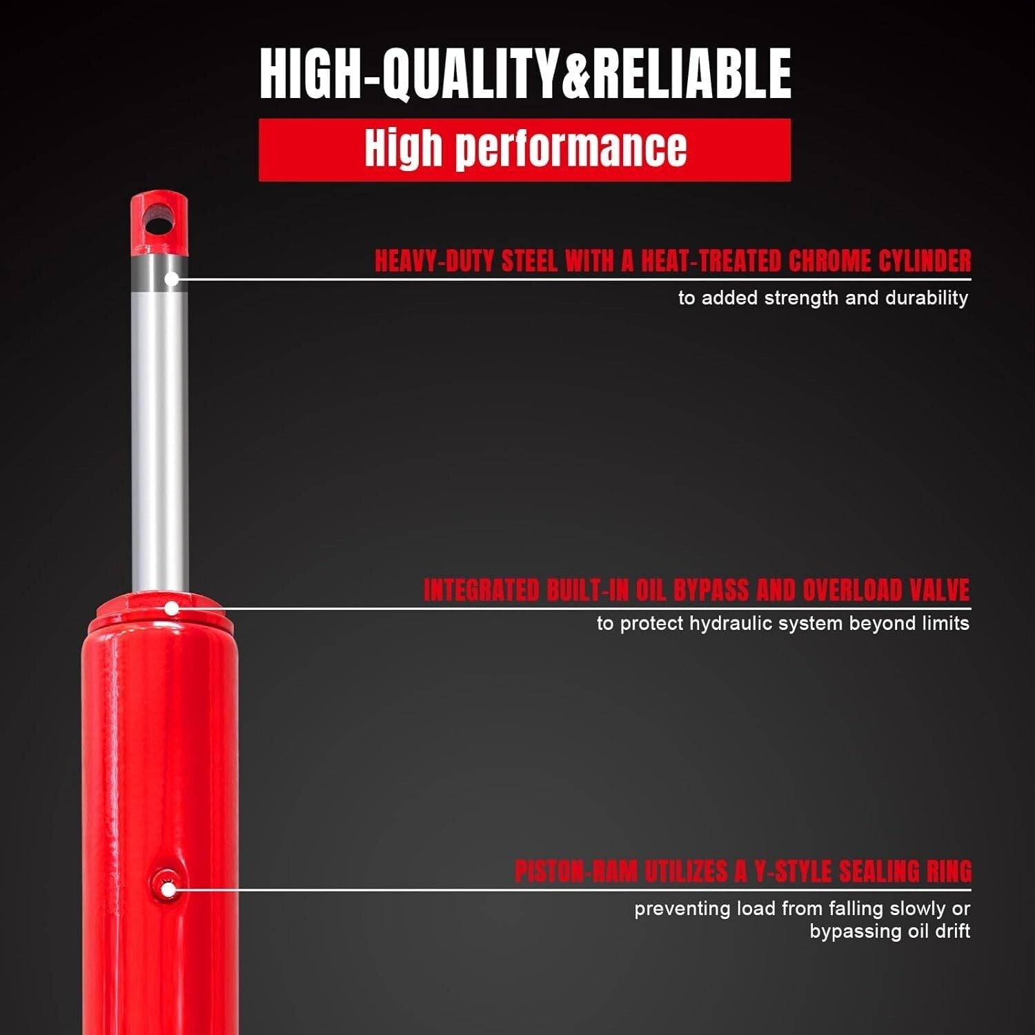 8 Ton Hydraulic Long Ram with Single Piston Pump - Versatile Clevis Base, Red