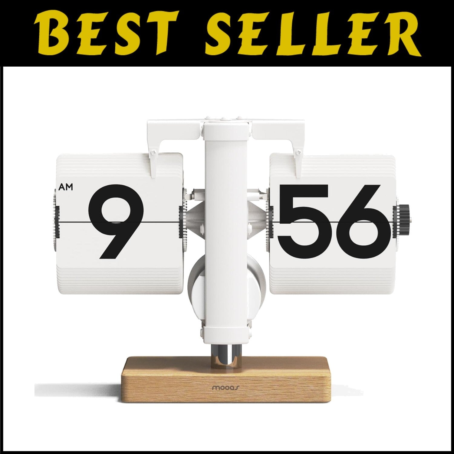 Cordless Wood Mini Flip Desk Clock with Large Numbers - Ideal for Any Setting