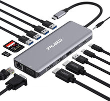 Load image into Gallery viewer, 14-in-1 USB C Docking Station with Triple Display and High-Speed Data Transfer