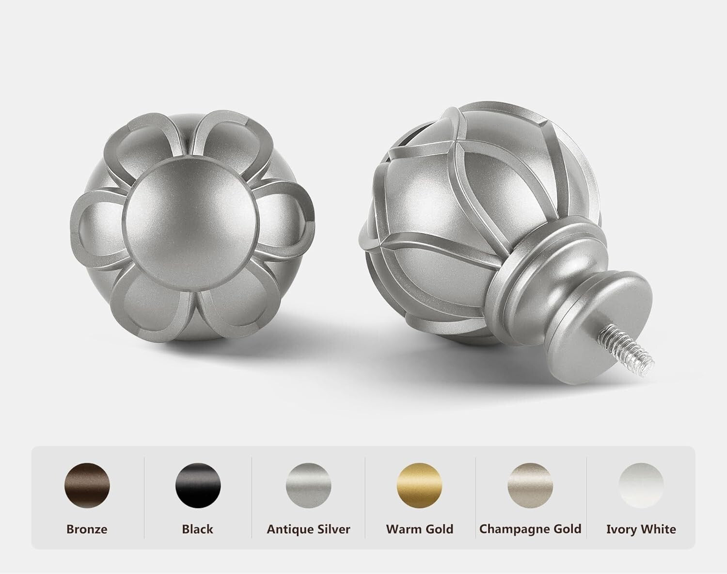 Elegant Telescoping Curtain Rod Set in Antique Silver - 28 to 48 Inch Adjustable