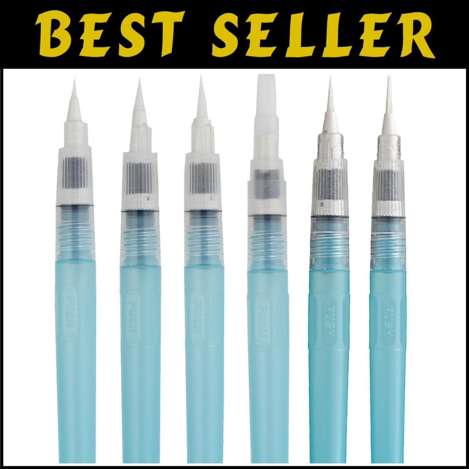 Eco-Friendly Zig Water Brush Pen Set - 6 Flexible Nylon Tips for Watercolor