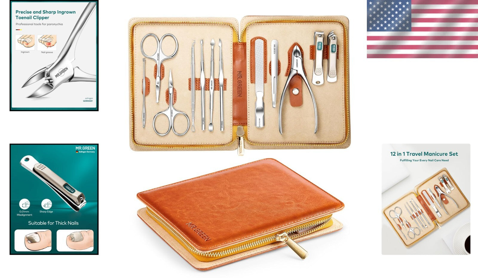 Elegant 12-Piece Nail Care Set: Stainless Steel Manicure & Pedicure Travel Kit