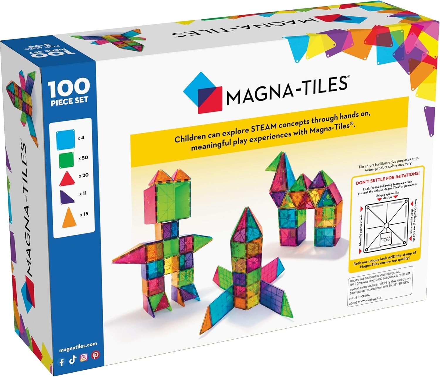 100-Piece Magnetic Building Set with Translucent Shapes for Creative Learning
