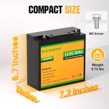 Load image into Gallery viewer, Lightweight 20Ah 12V Lithium Battery with BMS - Deep Cycle Power for Outdoors