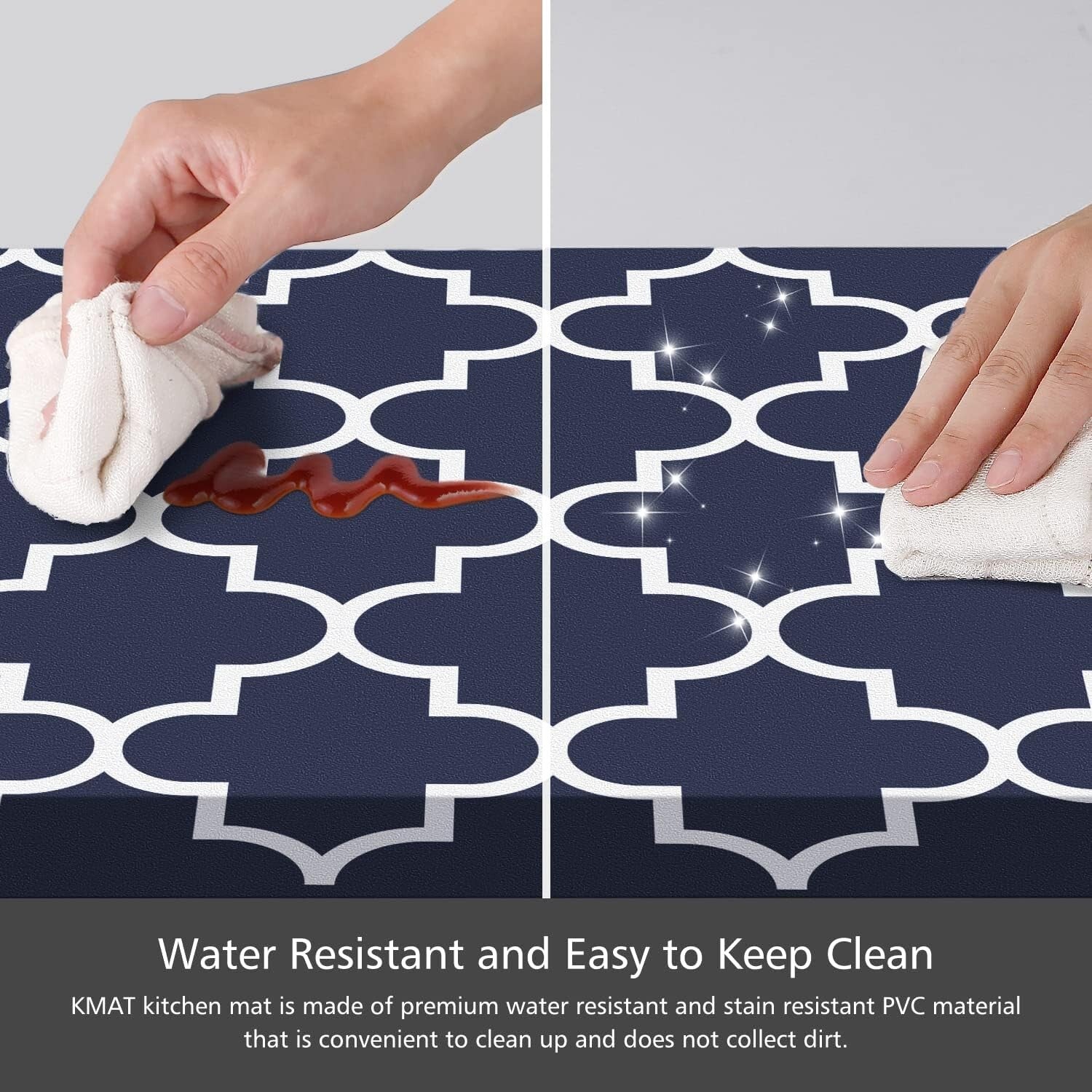 Waterproof Non-Skid Blue Kitchen Mat Set [2 Pcs] for Enhanced Standing Comfort