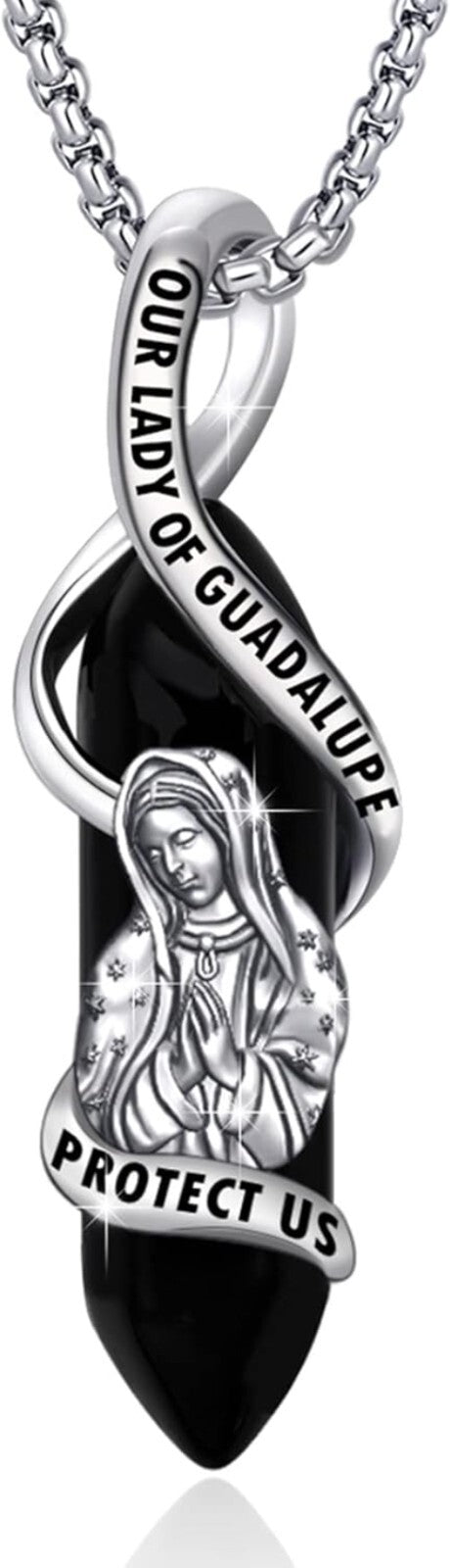 925 Sterling Silver Our Lady of Guadalupe Pendant Necklace for Faith and Prot...