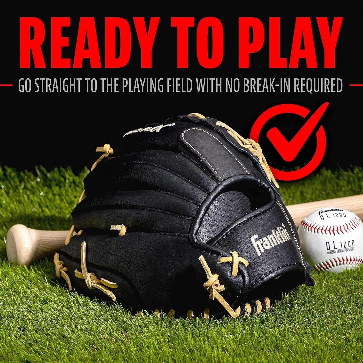 Durable 13-inch ProFlex Baseball/Softball Glove - Fast Play No Break-In Required