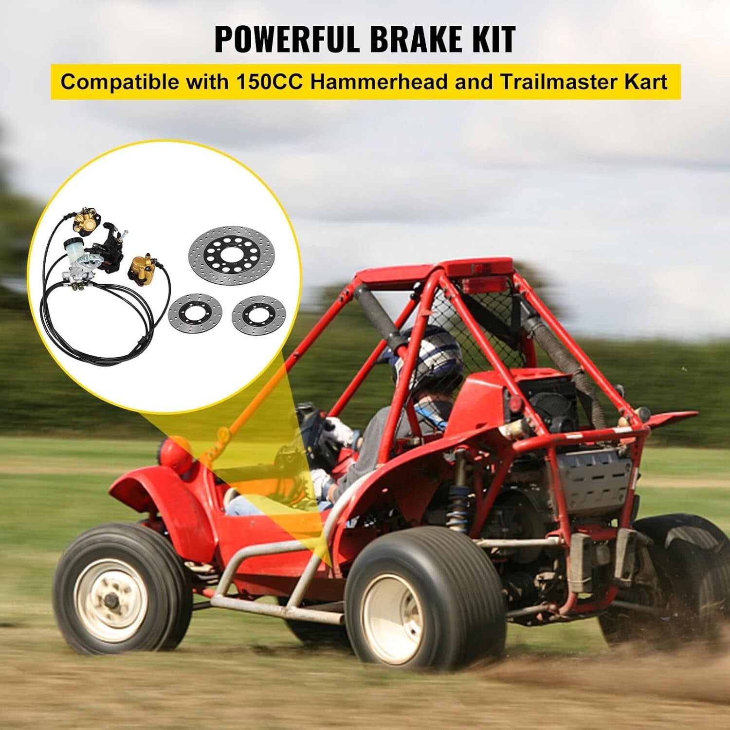 Easy Install Go Kart Hydraulic Brake Kit - Reliable Performance for 150cc Models