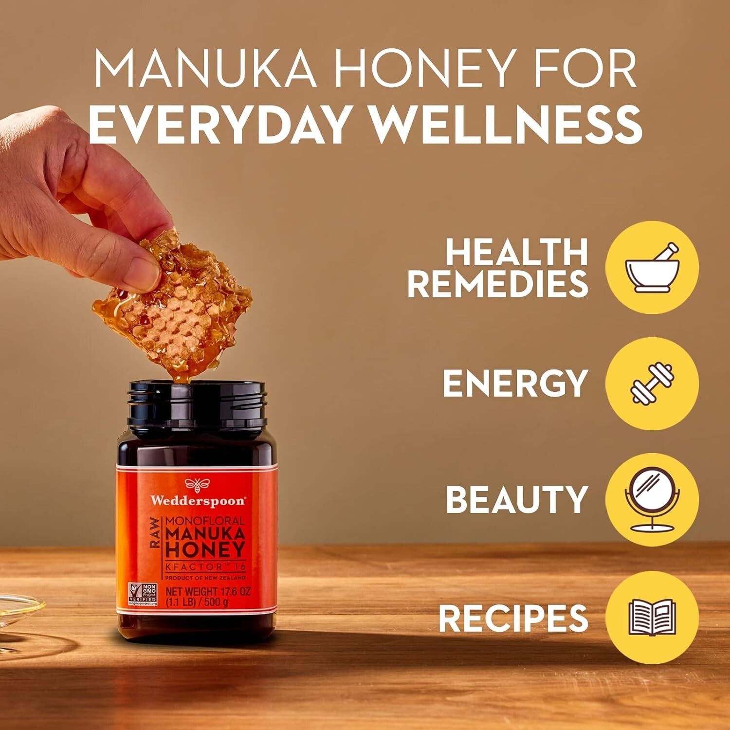 Premium Unpasteurized KFactor 16 Manuka Honey - 17.6 Oz for Daily Health Boost