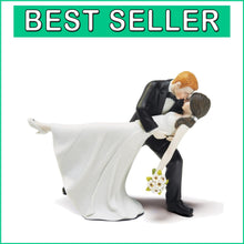 Load image into Gallery viewer, Unique Hand-Painted Bride and Groom Cake Topper - Romantic Porcelain Keepsake
