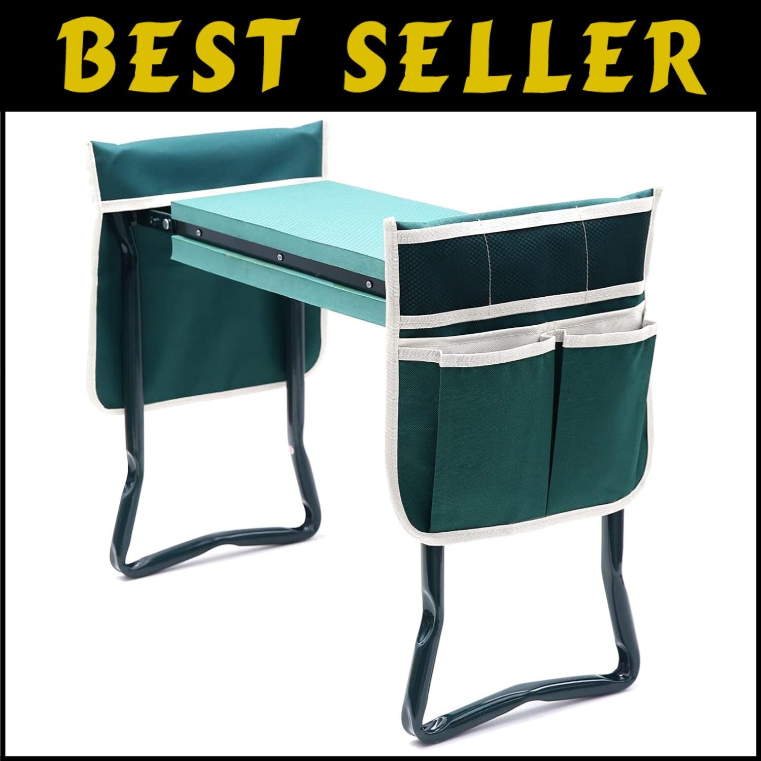 Extra-Wide Garden Kneeler with Weather-Resistant Frame & EVA Cushion - Green