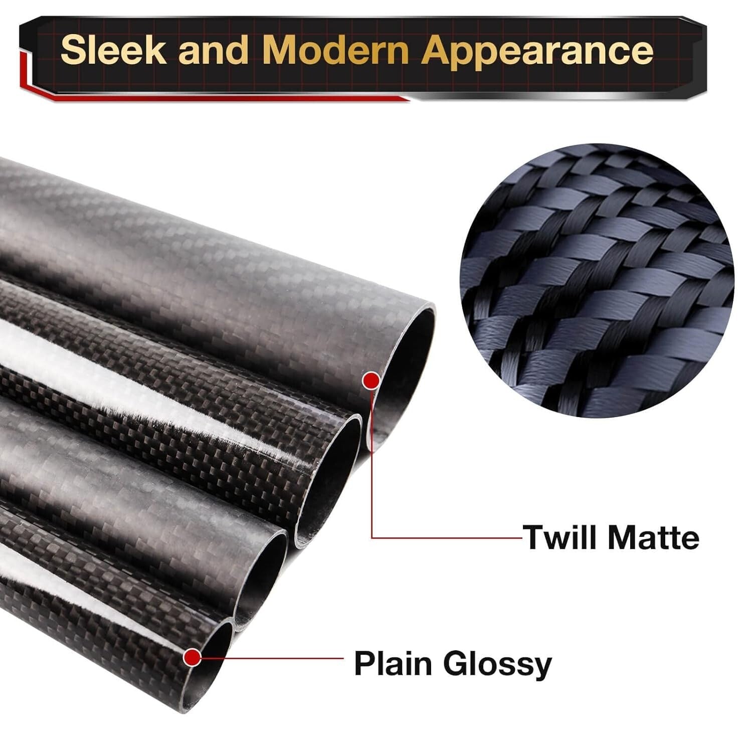 Elegant 4-Pack 37mm Inner Diameter Carbon Fiber Tubes - 500mm Lightweight Design