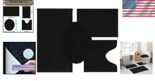 Load image into Gallery viewer, Luxurious 4-Piece Non-Slip Bath Rug Set - Ultra Plush Chenille Comfort in Black