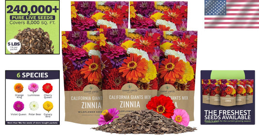 5 lbs of Mixed Color Zinnia Seeds - Over 240,000 Beautiful Blooms Guaranteed
