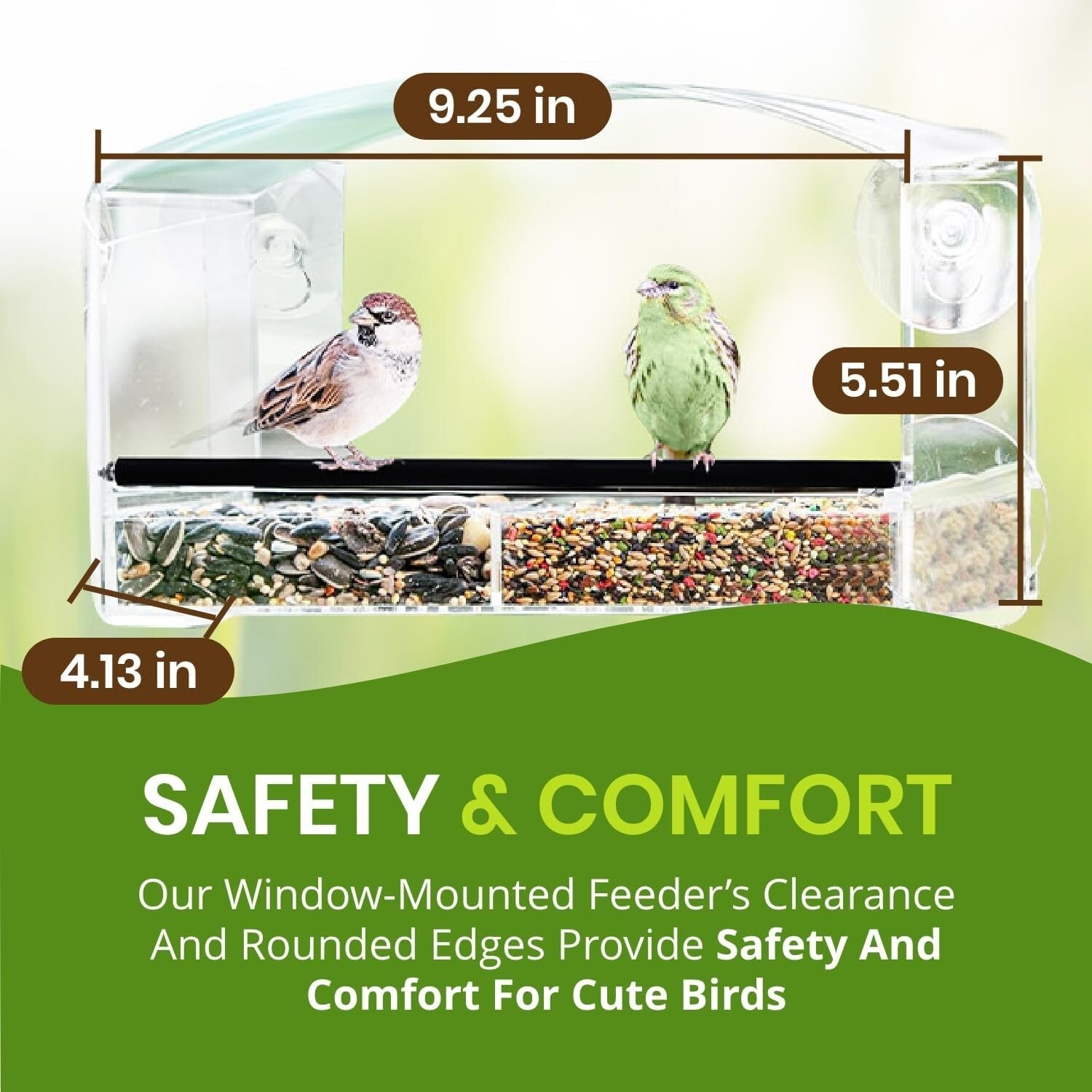 Eco-Friendly Clear Bird Feeder with Strong Suction Cups for Hummingbird Viewing
