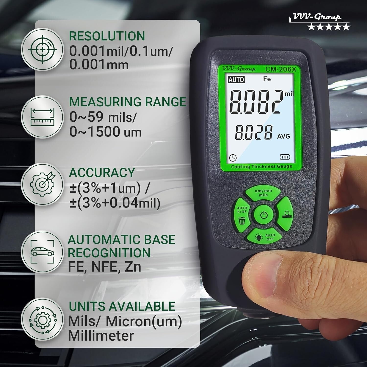 Dynamic Paint Meter with Temperature Compensation - Ideal for Vehicle Inspection